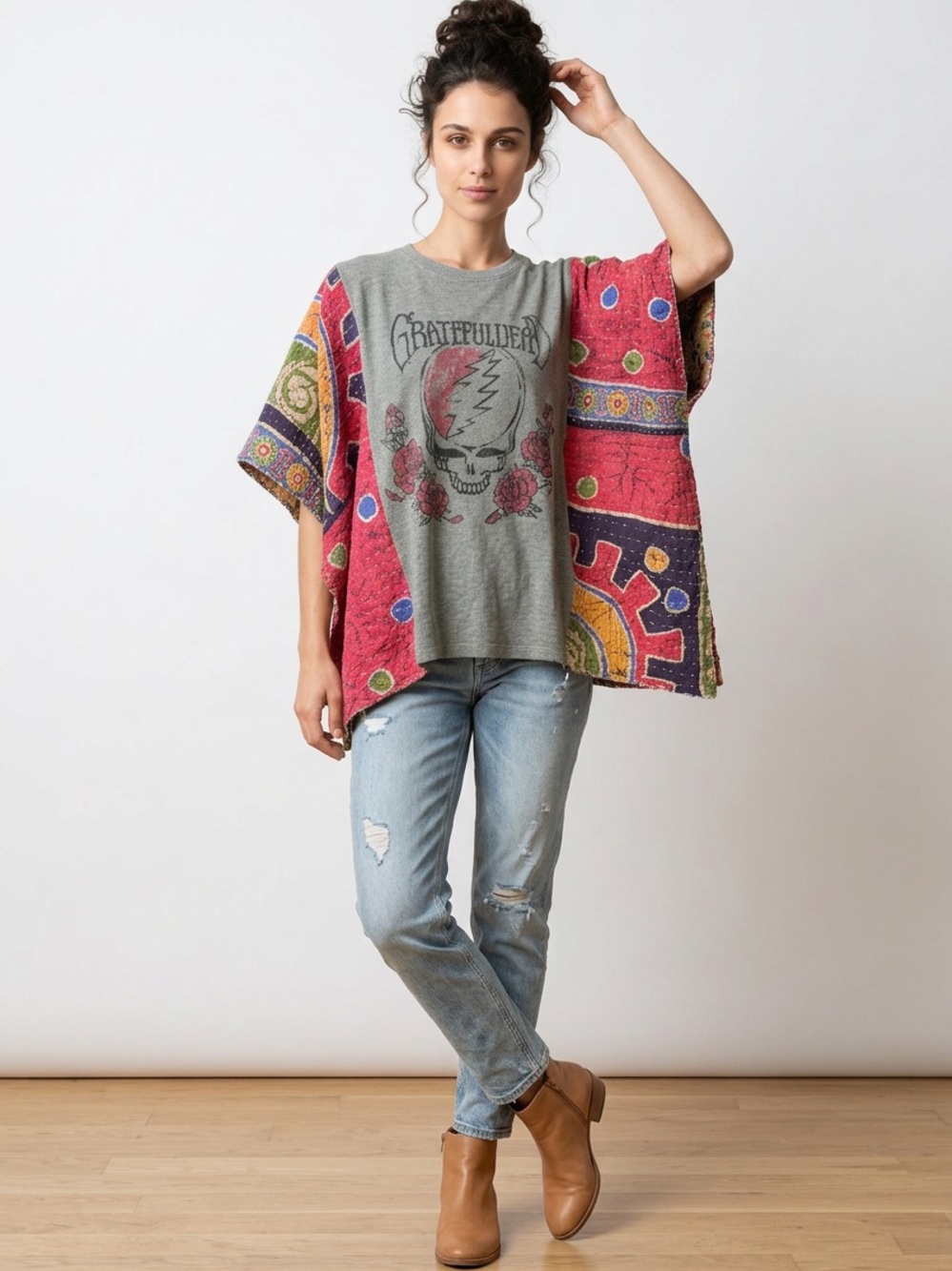 Handcrafted Upcycled GRATEFUL DEAD Kantha Tunic NWT One Size